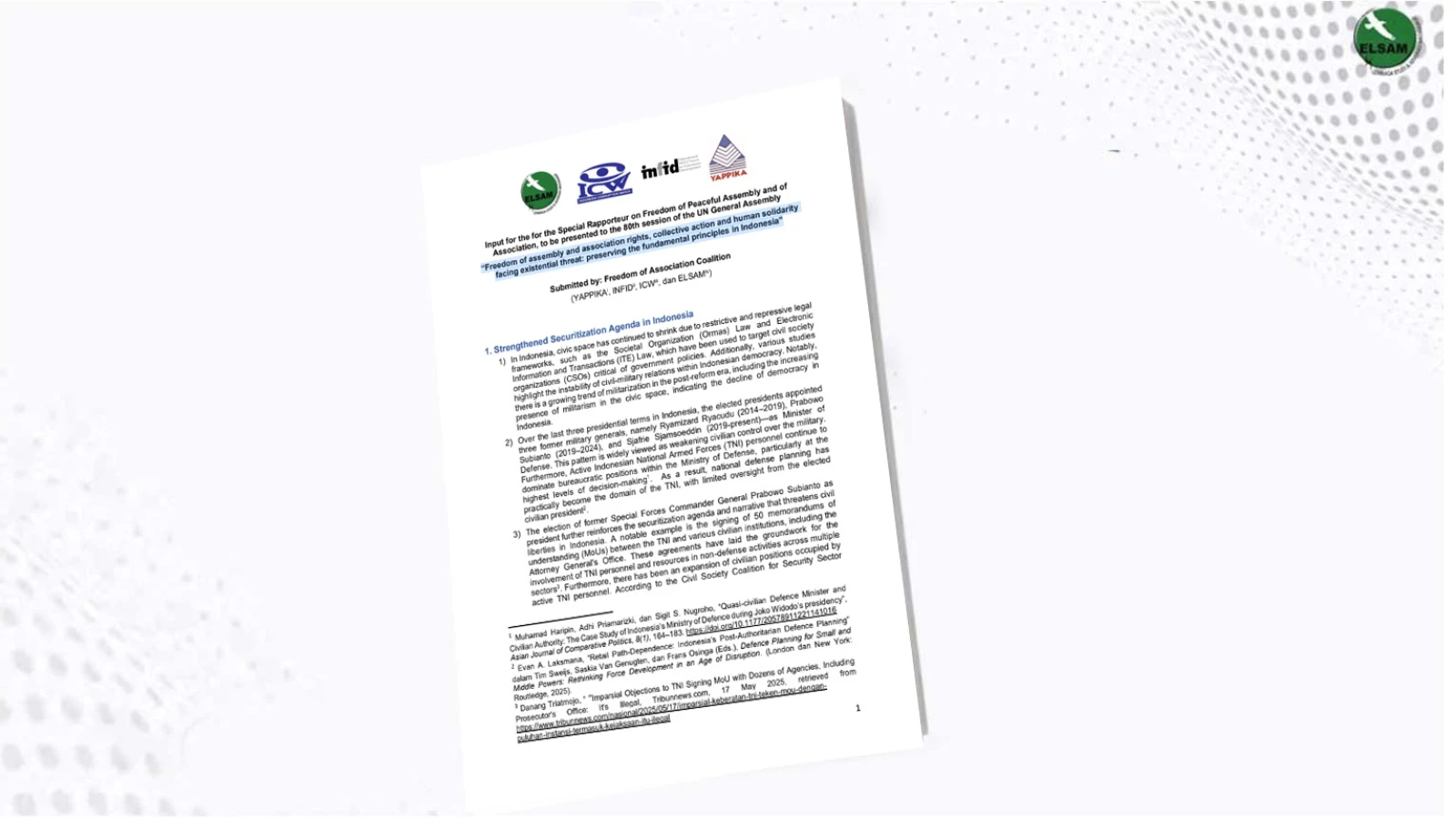 Input for the for the Special Rapporteur on Freedom of Peaceful Assembly and of  Association, to be presented to the 80th session of the UN General Assembly