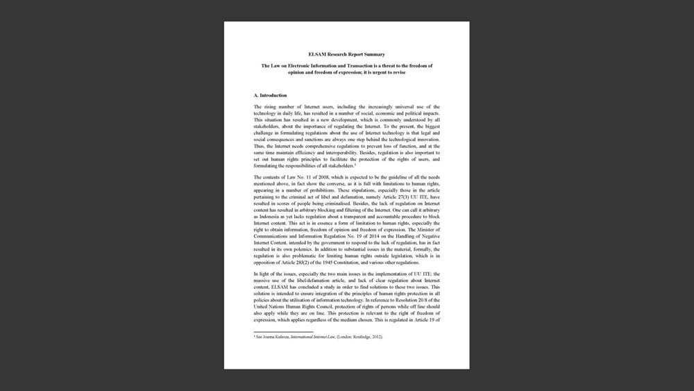 UU ITE is a threat to the freedom of opinion and freedom of expression; it is urgent to revise