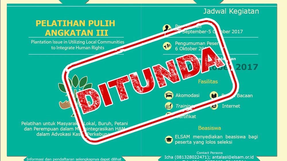 Pengumuman Penundaan Pelatihan PULIH Angkatan 3