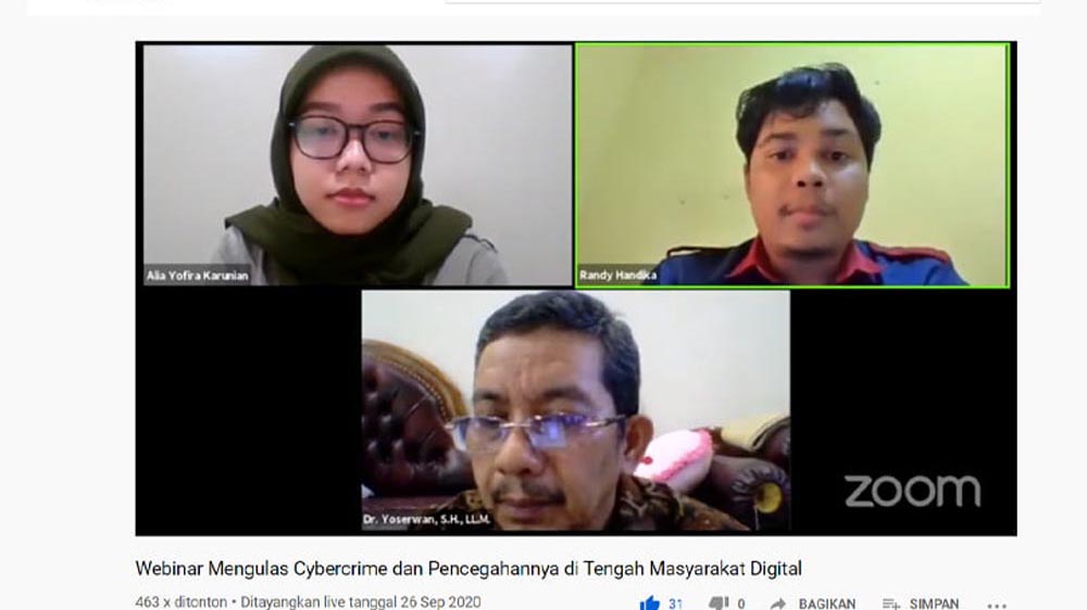 Webinar "Mengulas Cybercrime dan Pencegahannya di Tengah Masyarakat Digital"